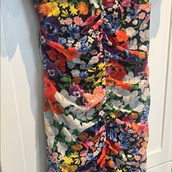 Mary Katrantzou x Lipsy Multicolour Ditsy Floral Chiffon Ruched Maxi Dress Sz 10 - Picture 5 of 17